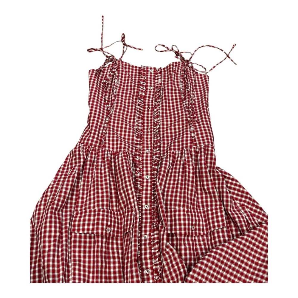 NWOT Damson Madder Red Gingham Summer Sundress Women's size 12 M L New w/o tag - Picture 2 of 4